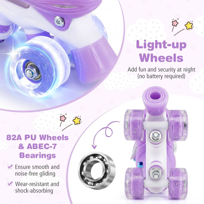 Kids Roller Skates 4 Sizes Adjustable with Light-up Wheels for Toddler Aged 3-4 (XS) by DirectDeals