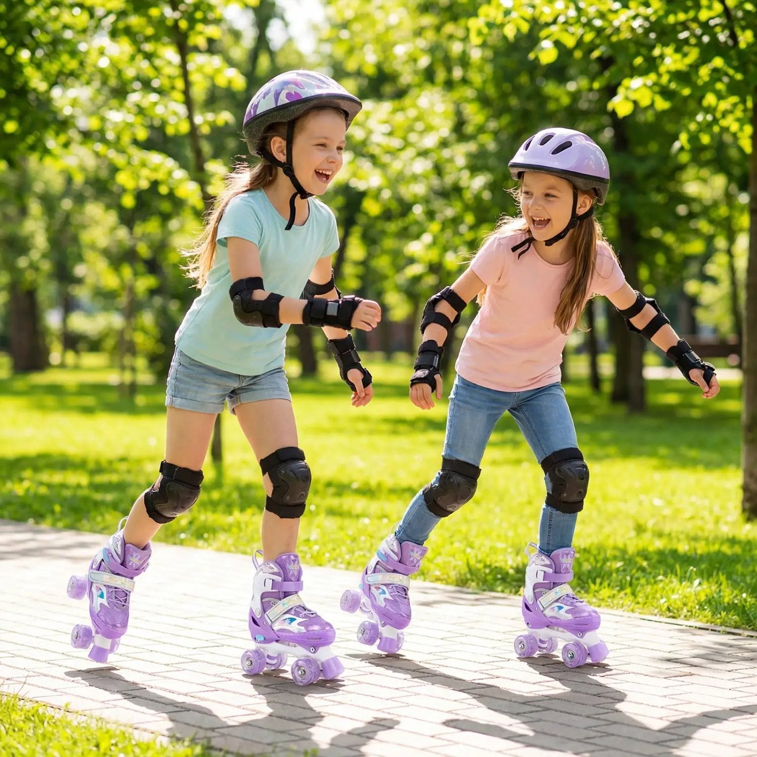Kids Roller Skates for Girls Boys with Light-up Wheels and Safety Protection by DirectDeals