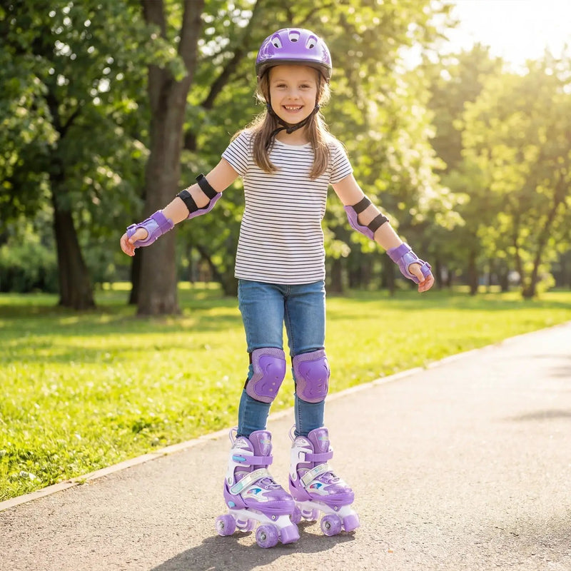 Kids Roller Skates for Girls Boys with Light-up Wheels and Safety Protection by DirectDeals