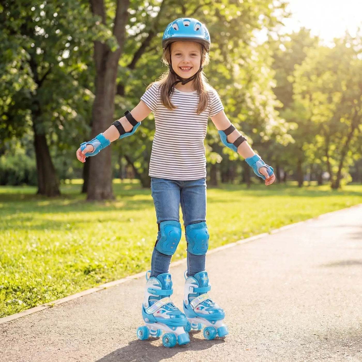 Kids Roller Skates for Girls Boys with Light-up Wheels and Safety Protection by DirectDeals