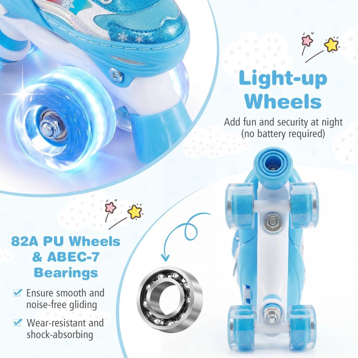 Kids Roller Skates for Girls Boys with Light-up Wheels and Safety Protection by DirectDeals