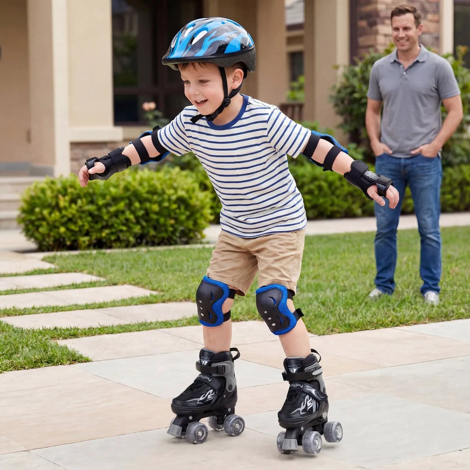 Kids Roller Skates for Girls Boys 4 Sizes Adjustable Quad Skates with Light-up Wheels by DirectDeals