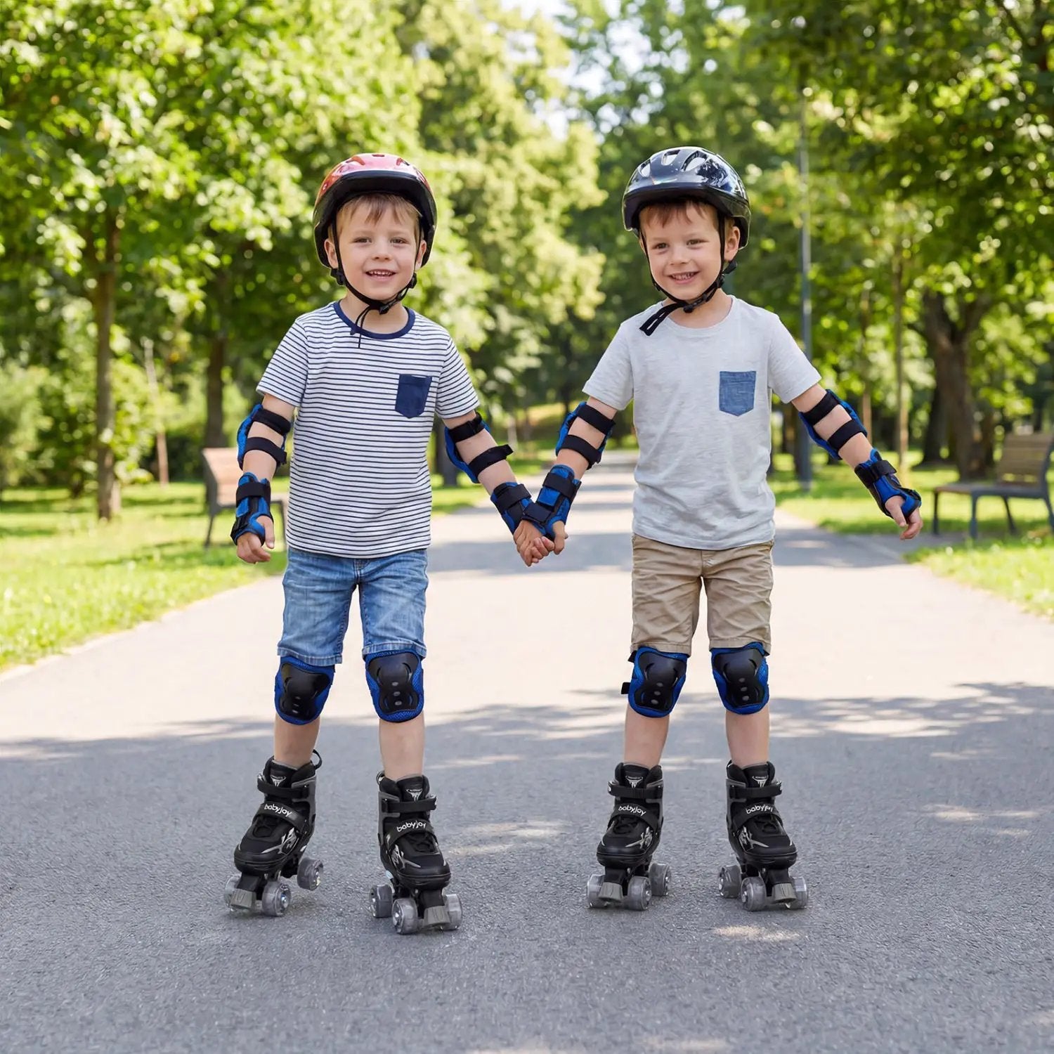 Kids Roller Skates for Girls Boys 4 Sizes Adjustable Quad Skates with Light-up Wheels by DirectDeals