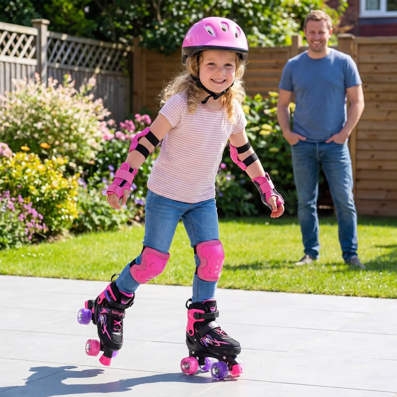 Kids Roller Skates for Girls Boys 4 Sizes Adjustable Quad Skates with Light-up Wheels by DirectDeals