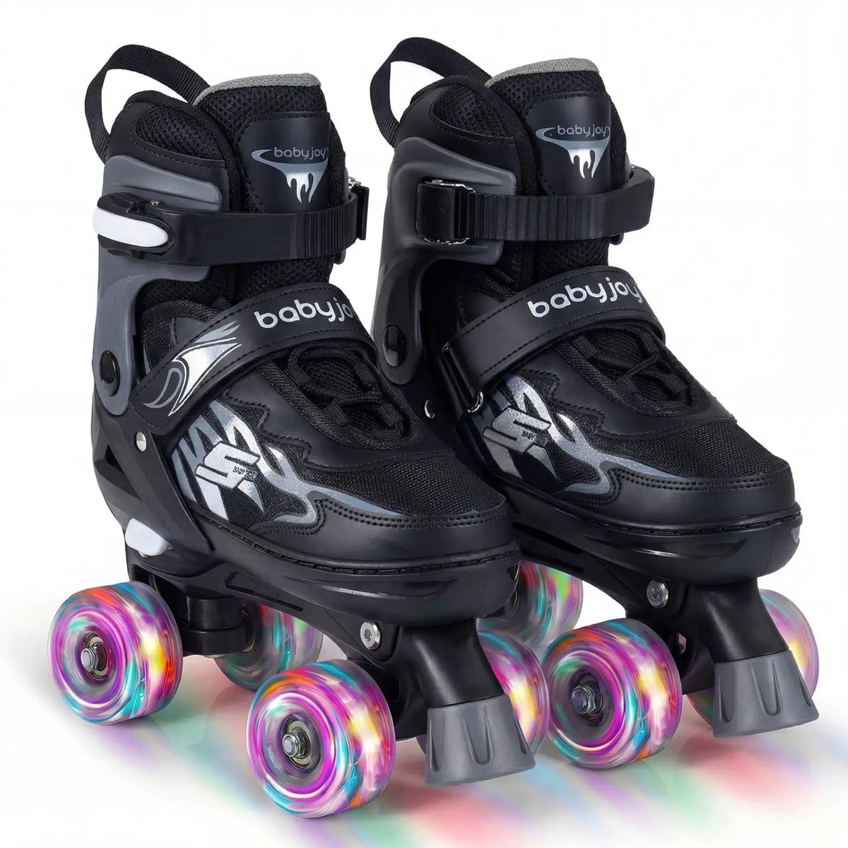 Kids Roller Skates for Girls Boys 4 Sizes Adjustable Quad Skates with Light-up Wheels for Outdoor by DirectDeals