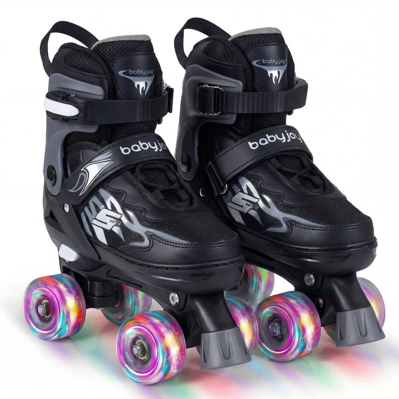 Kids Roller Skates for Girls Boys 4 Sizes Adjustable Quad Skates with Light-up Wheels for Outdoor by DirectDeals