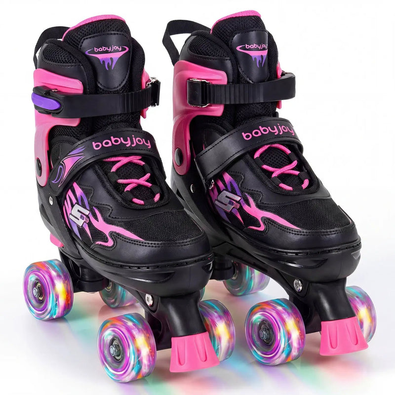 Kids Roller Skates for Girls Boys Teens 4 Sizes Adjustable Quad Skates with Light-up Wheels by DirectDeals