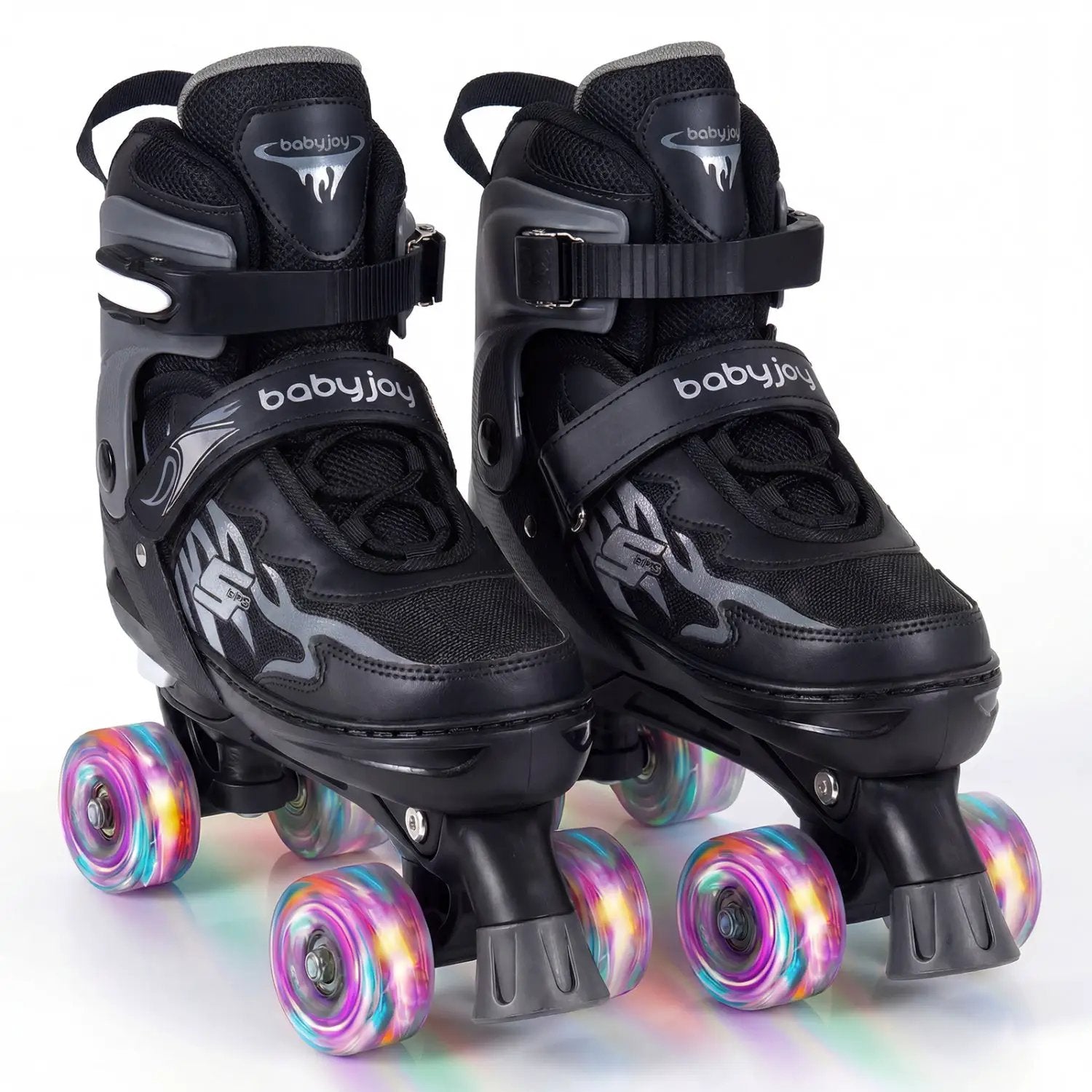 Kids Roller Skates for Girls Boys Teens 4 Sizes Adjustable Quad Skates with Light-up Wheels by DirectDeals