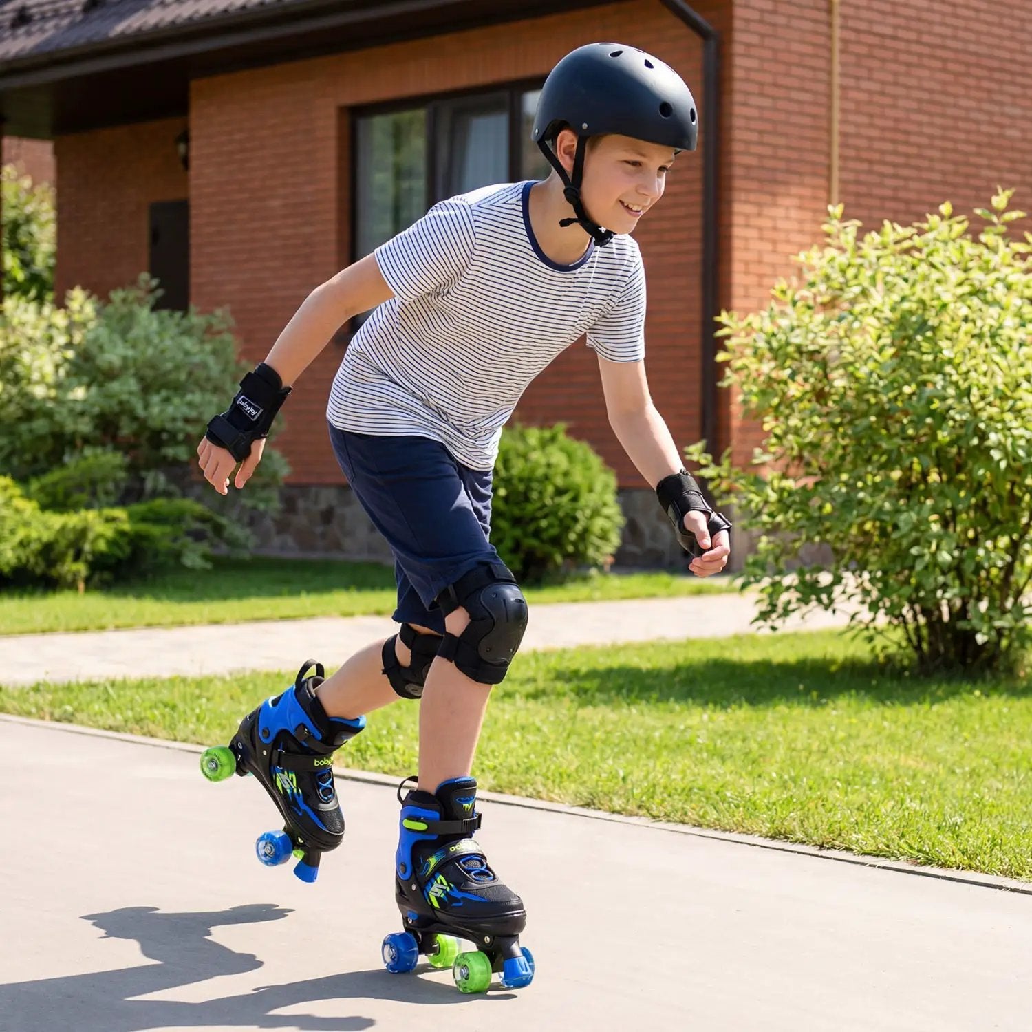 Kids Roller Skates for Girls Boys Teens 4 Sizes Adjustable Quad Skates with Light-up Wheels by DirectDeals