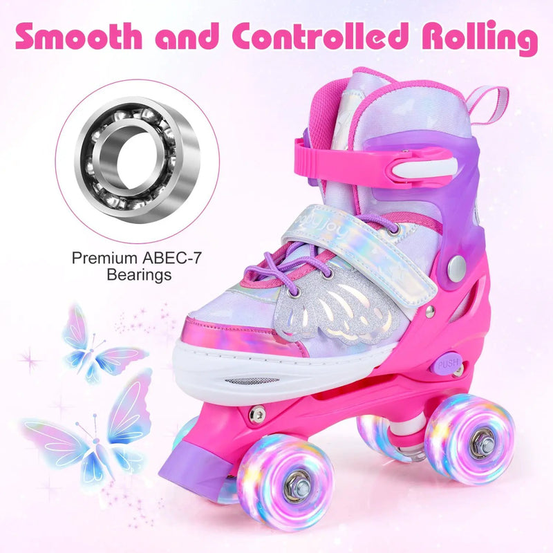 Kids Roller Skates for Toddlers Ages 7-9 with 4 Light up Wheels by DirectDeals