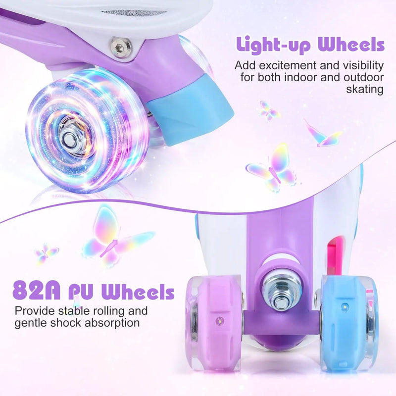 Kids Roller Skates for Toddlers Ages 7-9 with 4 Light up Wheels by DirectDeals