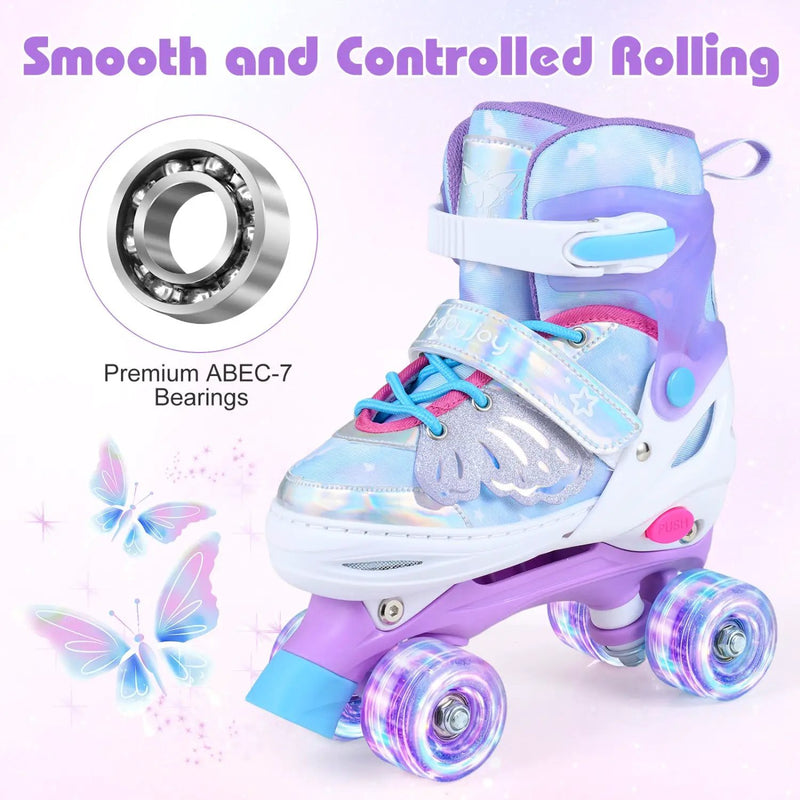 Kids Roller Skates for Toddlers Ages 7-9 with 4 Light up Wheels by DirectDeals