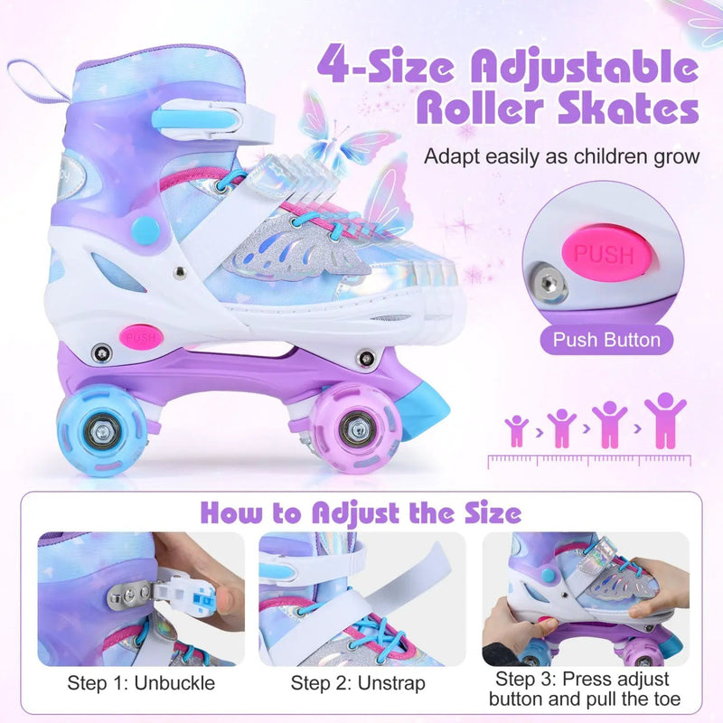 Kids Roller Skates for Toddlers Ages 5-7 with 4 Light-up Wheels by DirectDeals