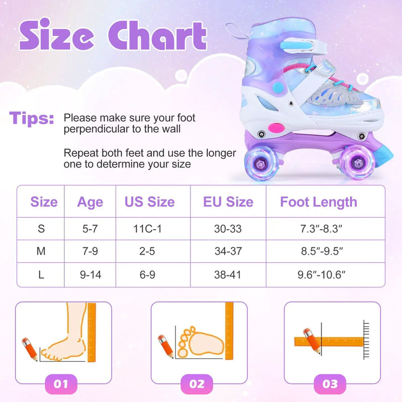 Kids Roller Skates for Toddlers Ages 5-7 with 4 Light-up Wheels by DirectDeals