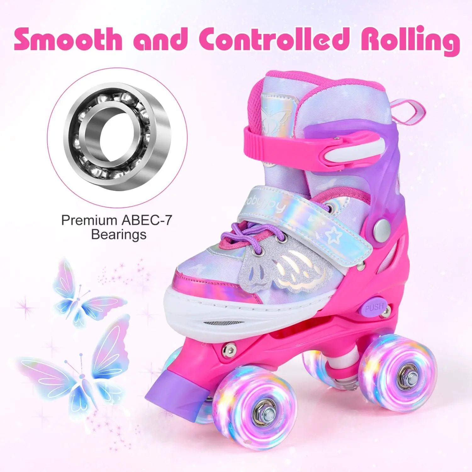 Kids Roller Skates for Toddlers Ages 5-7 with 4 Light-up Wheels by DirectDeals