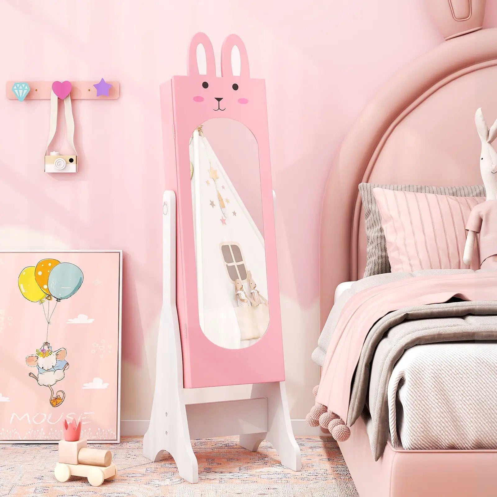 Kids Vanity Table Set with Mirror, Chair & Storage - White by DirectDeals
