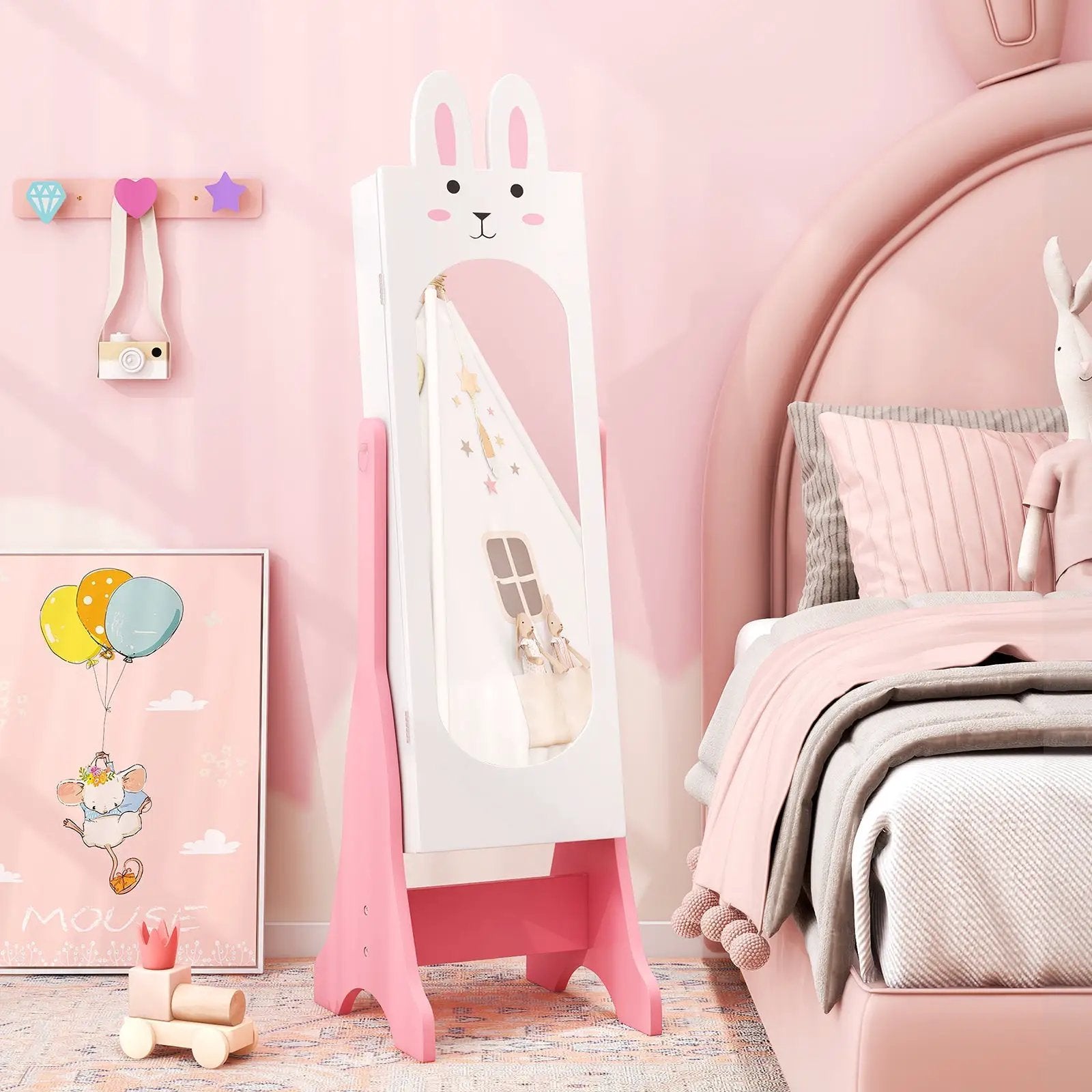 Kids Vanity Table Set with Mirror, Chair & Storage - White by DirectDeals