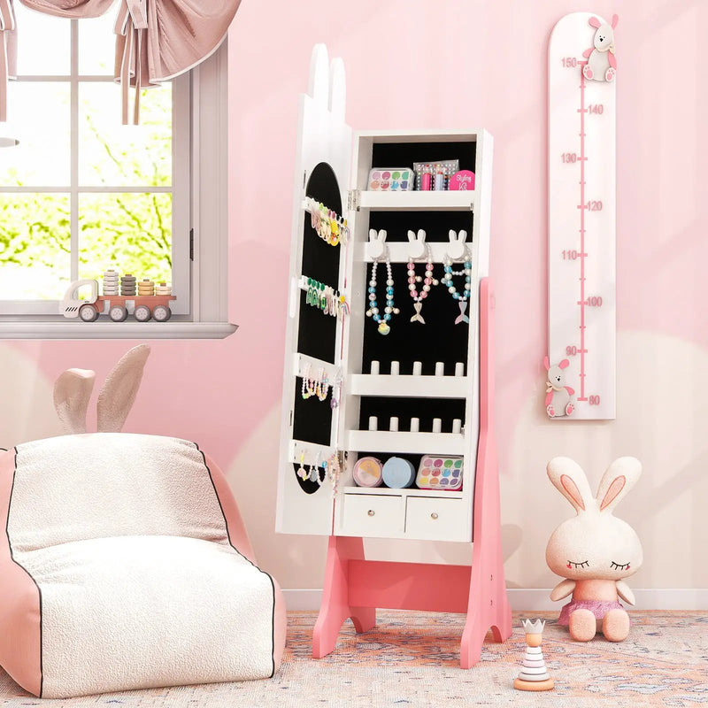 Kids Vanity Table Set with Mirror, Chair & Storage - White by DirectDeals