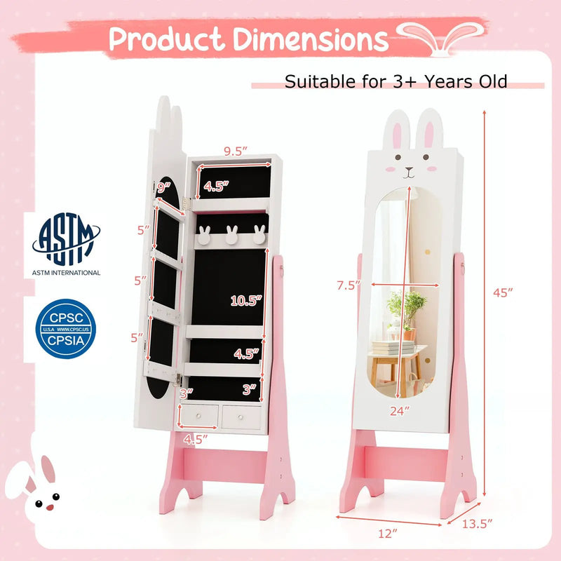 Kids Vanity Table Set with Mirror, Chair & Storage - White by DirectDeals