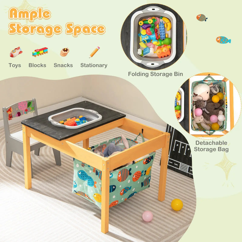 3-in-1 Kids Sand Water Activity Table with Foldable Storage Bin by DirectDeals