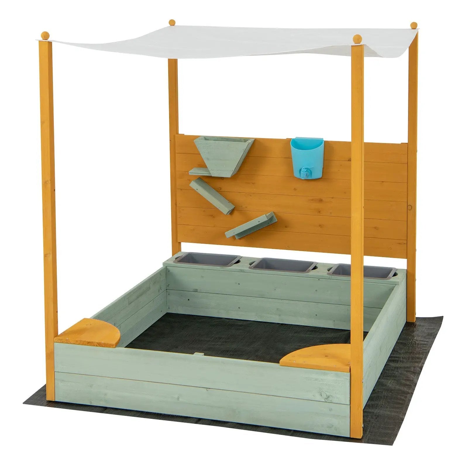 Kids Sandbox with Sand Wall w/ Removable Canopy for Kids 3-8 Years Old by DirectDeals