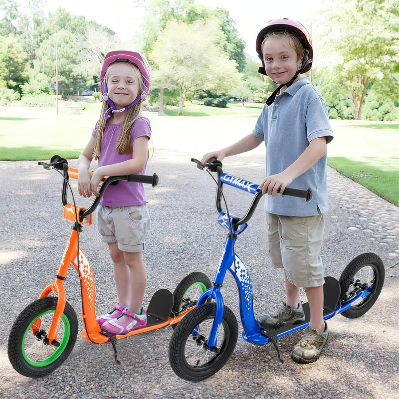 Kids Scooter Youth Kick Scooter with Adjustable Height Handlebar 12-Inch Inflatable Wheels by DirectDeals