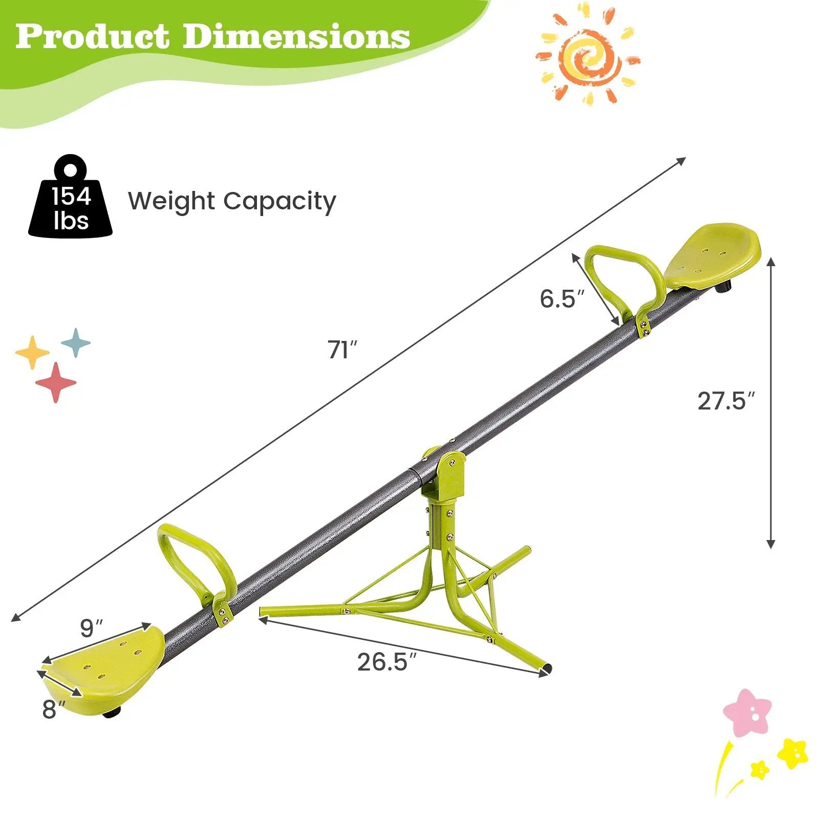 Kids Seesaw Swivel Children Teeter Totter Outdoor Play Set for 2 Children by DirectDeals