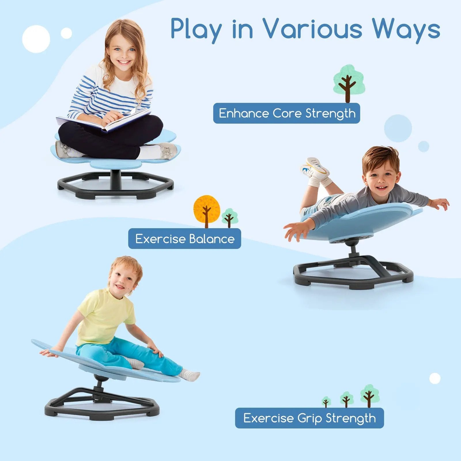 Kids Sensory Swivel Chair Elephant Petal 360° Spinning Chair by DirectDeals