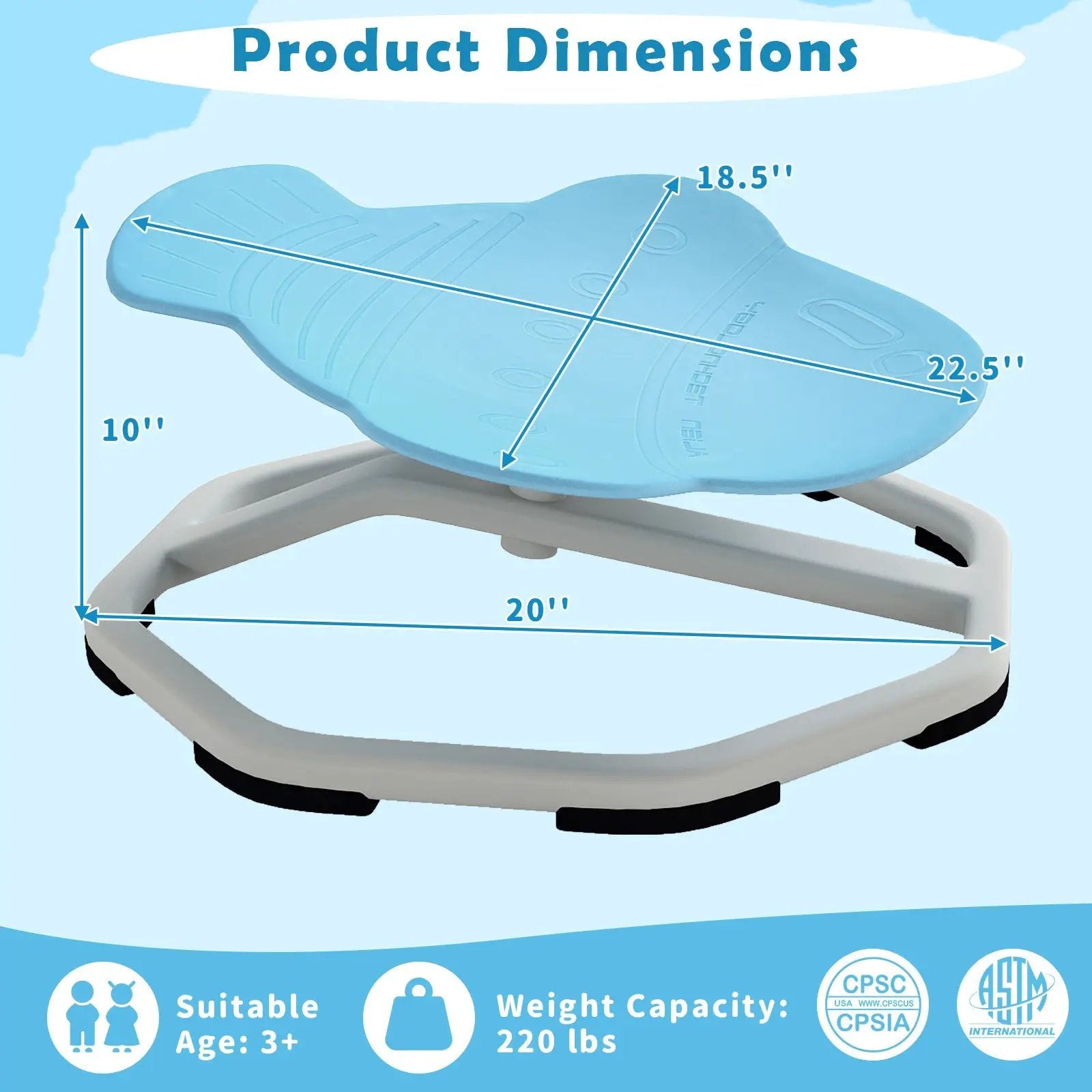 Kids Sensory Swivel Chair 360° Spinning Seat with Metal Base by DirectDeals
