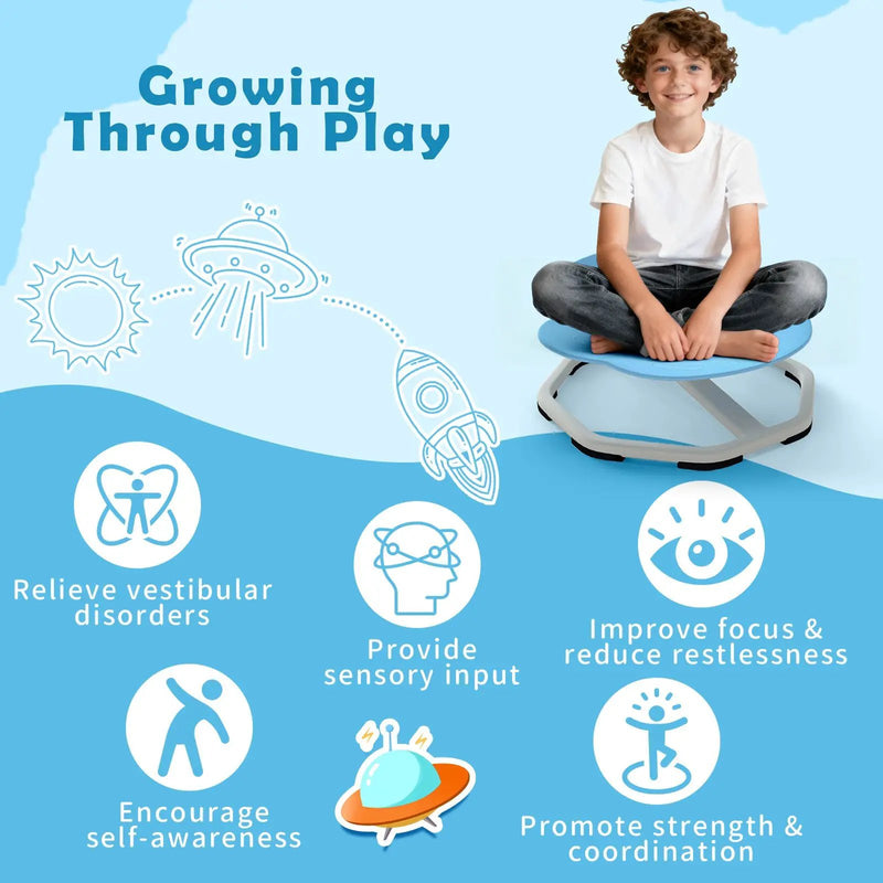 Kids Sensory Swivel Chair 360° Spinning Seat with Metal Base by DirectDeals