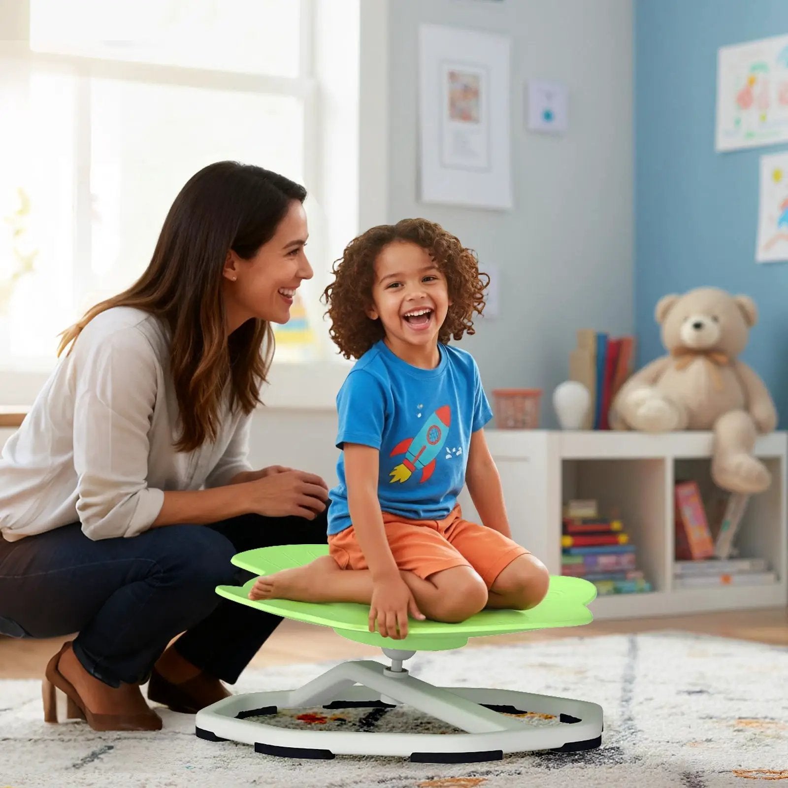 Kids Sensory Swivel Chair 360° Spinning Seat with Metal Base by DirectDeals