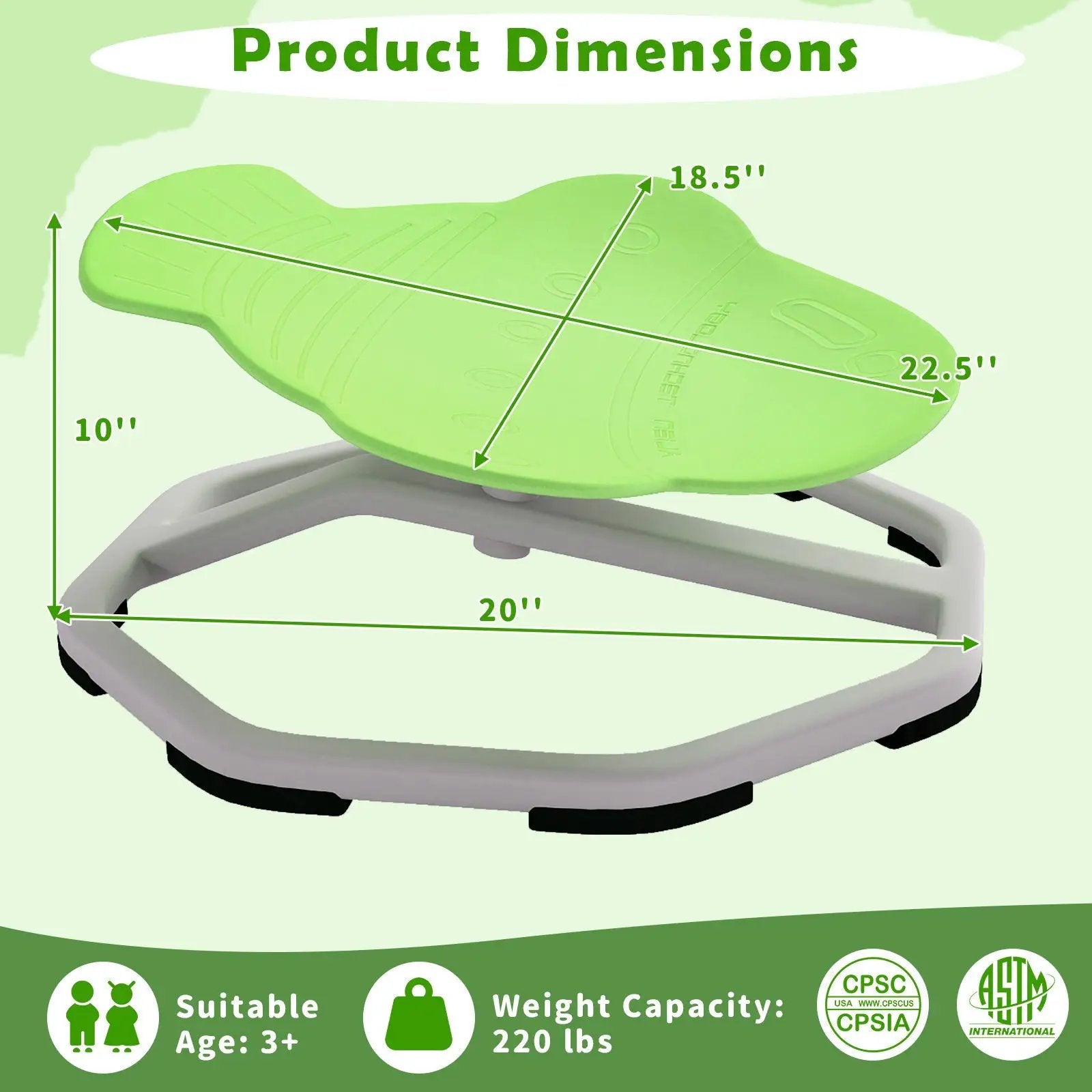 Kids Sensory Swivel Chair 360° Spinning Seat with Metal Base by DirectDeals