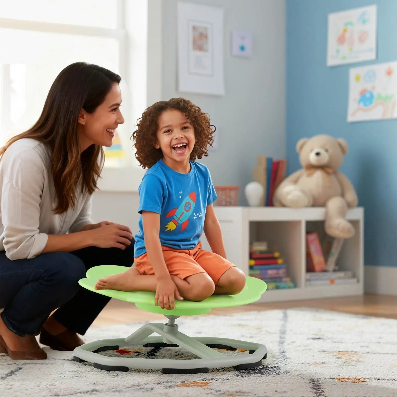 Kids Sensory Swivel Chair Cat Claw 360¬∞ Spinning Chair with Non-Slip Metal Base by DirectDeals