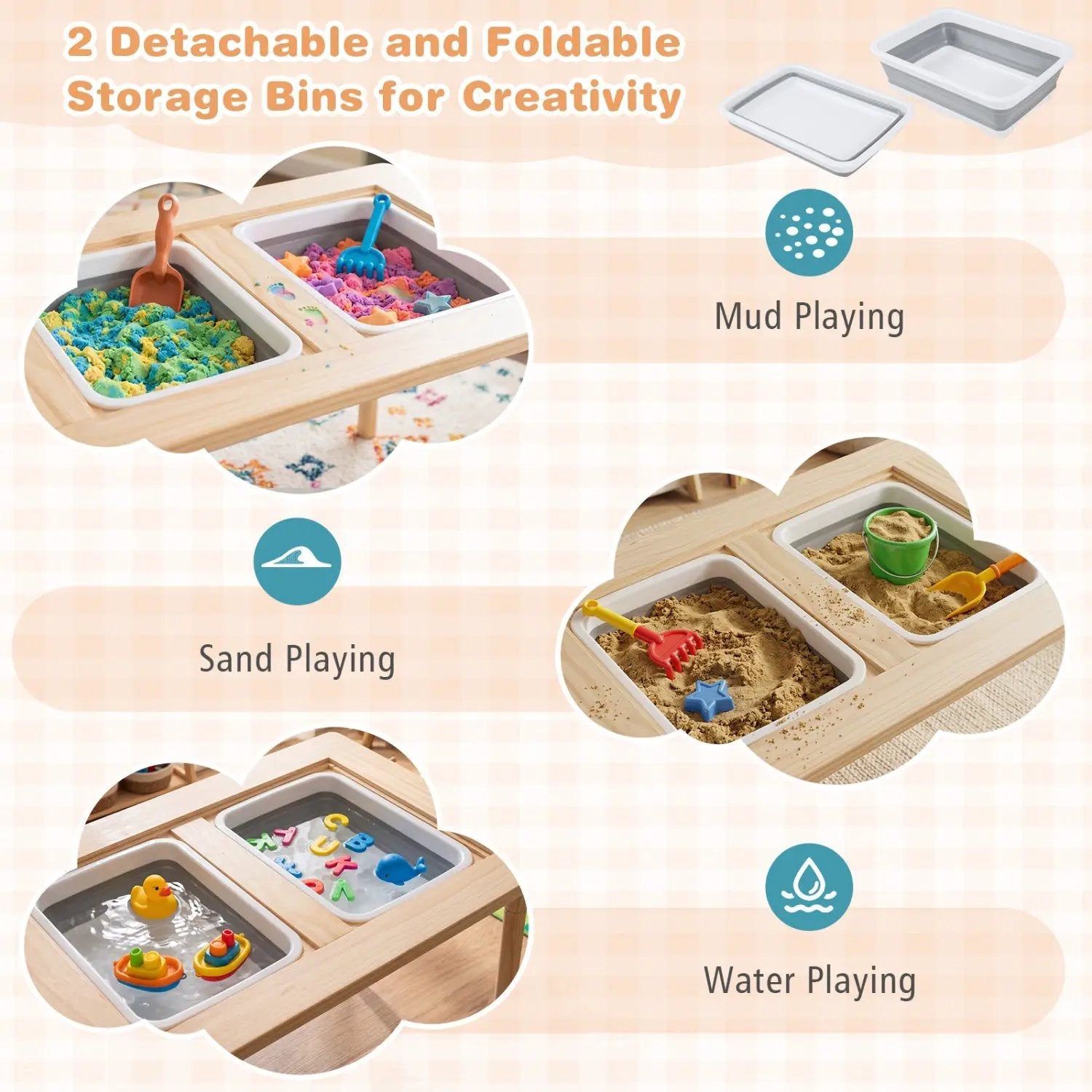 Kids Sensory Table Set with Adjustable Height and 2 Chairs by DirectDeals