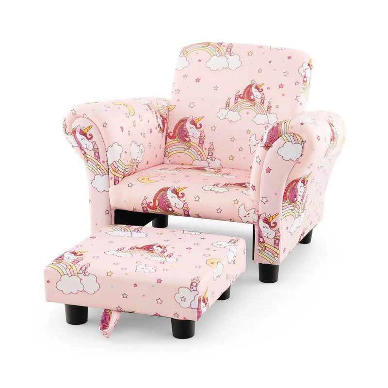 Kids Single Sofa with Cute Patterns Ergonomic Backrest and Armrests by DirectDeals