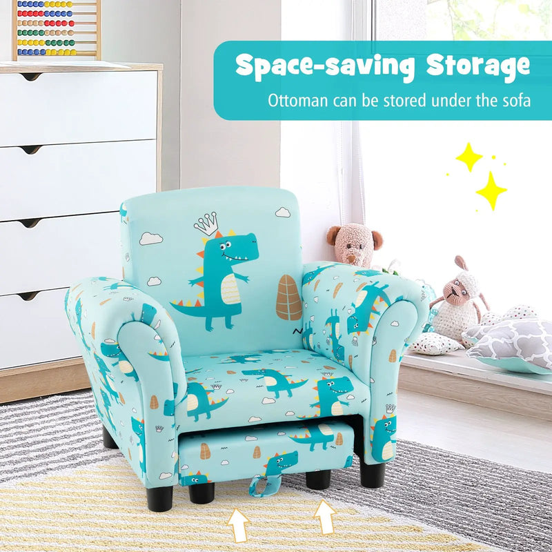 Kids Single Sofa with Cute Patterns Ergonomic Backrest and Armrests by DirectDeals
