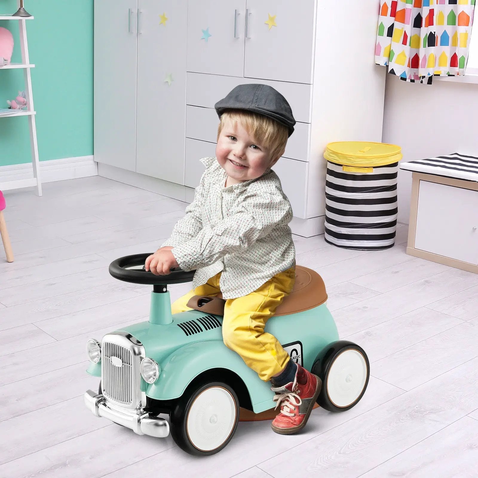 Kids Sit to Stand Vehicle with Working Steering Wheel and Under Seat Storage by DirectDeals