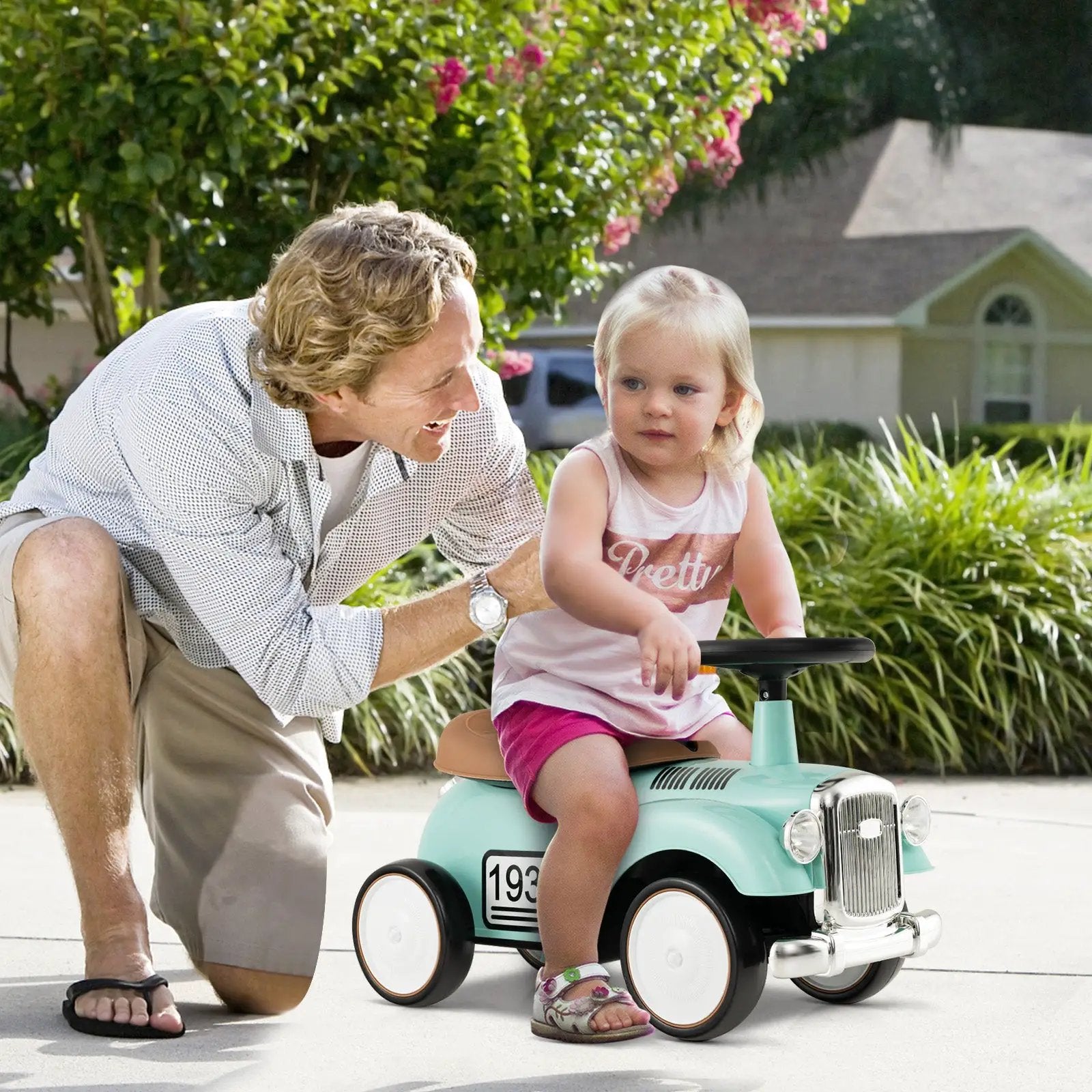 Kids Sit to Stand Vehicle with Working Steering Wheel and Under Seat Storage by DirectDeals