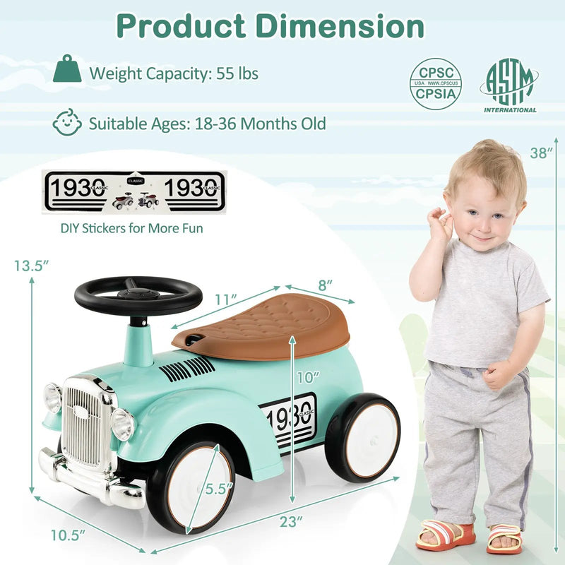 Kids Sit to Stand Vehicle with Working Steering Wheel and Under Seat Storage by DirectDeals