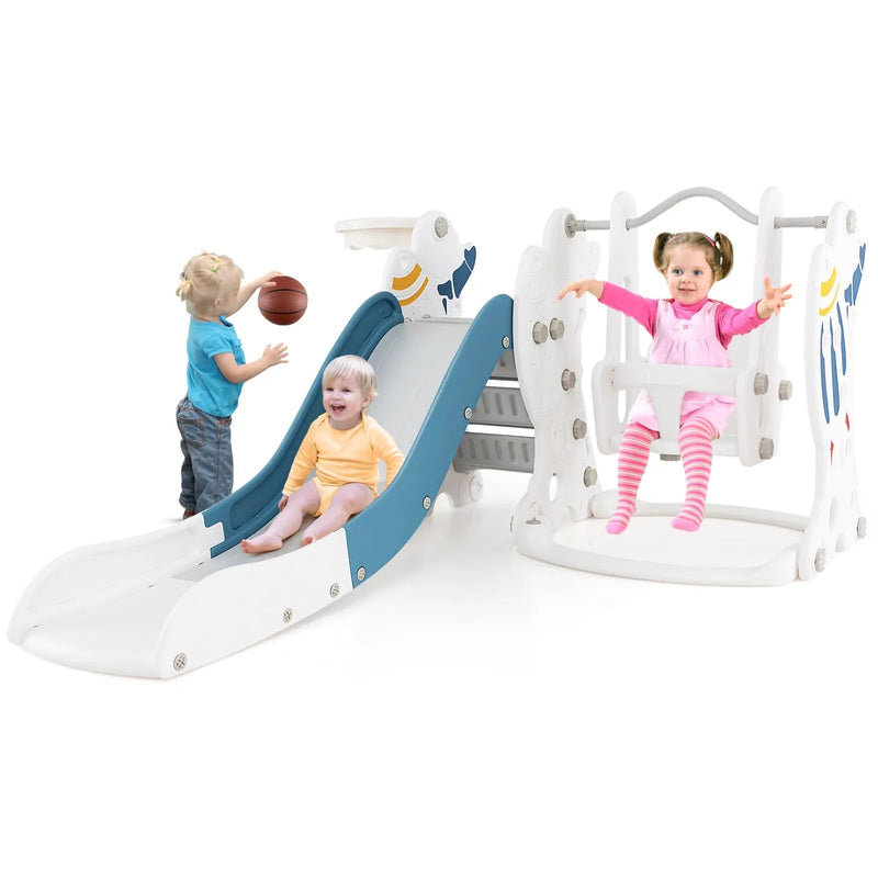4-in-1 Kids Slide and Swing Set with Basketball Hoop by DirectDeals