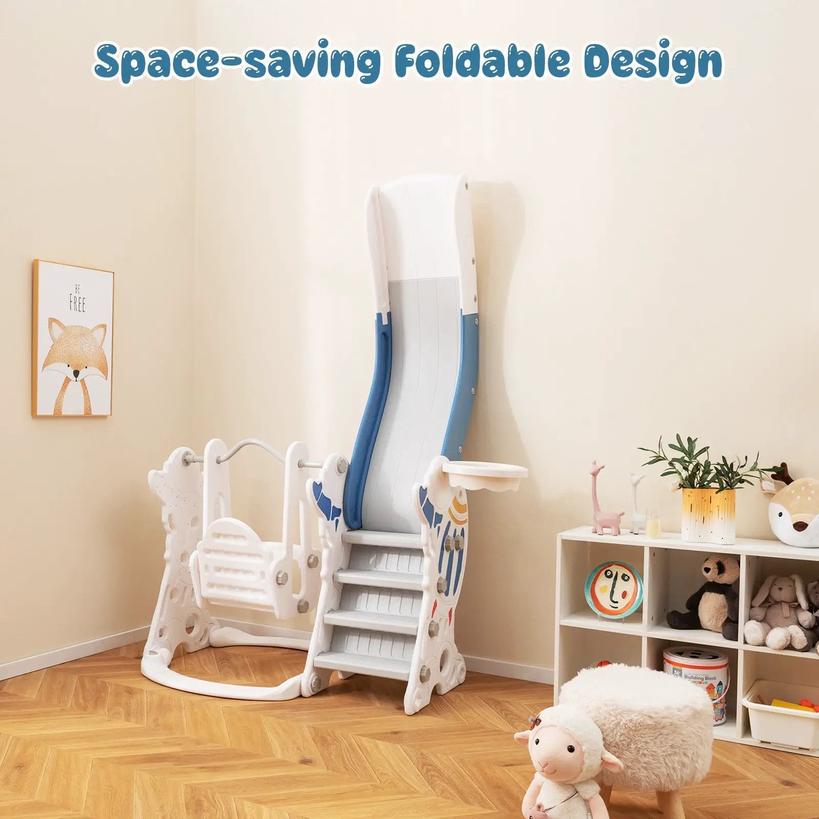 4-in-1 Kids Slide and Swing Set with Basketball Hoop by DirectDeals
