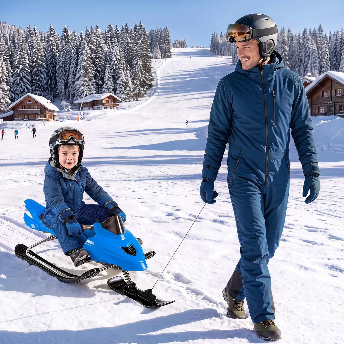 Snow Racer Sled with Brakes and Steering Handle for Kids by DirectDeals