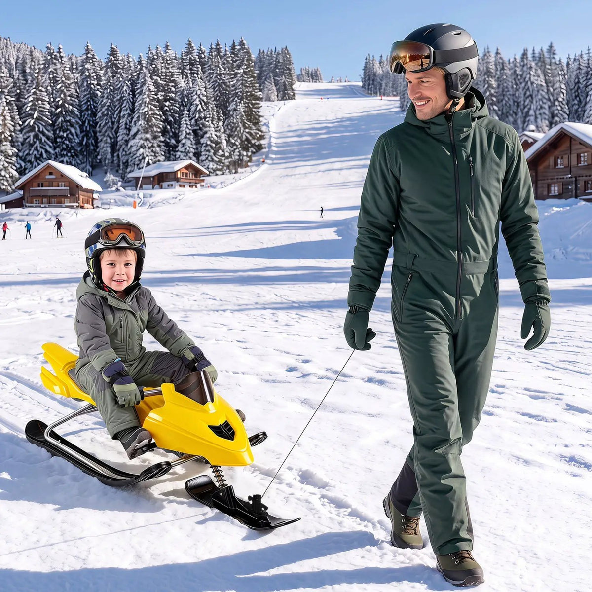 Snow Racer Sled with Brakes and Steering Handle for Kids by DirectDeals