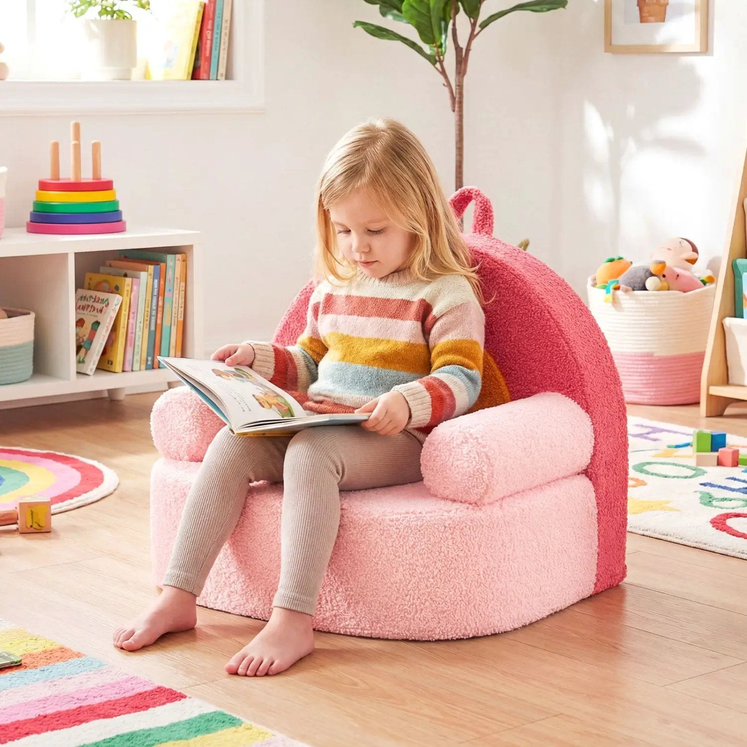 Kids Sofa Toddler Foam Couch with Soft Fleece Fabric Cover by DirectDeals
