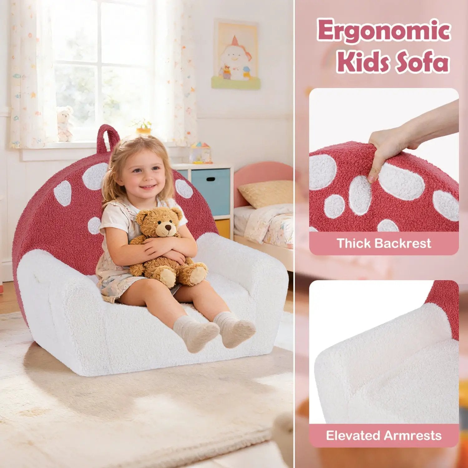 Kids Sofa Toddler Foam Couch with Soft Fleece Fabric Cover by DirectDeals