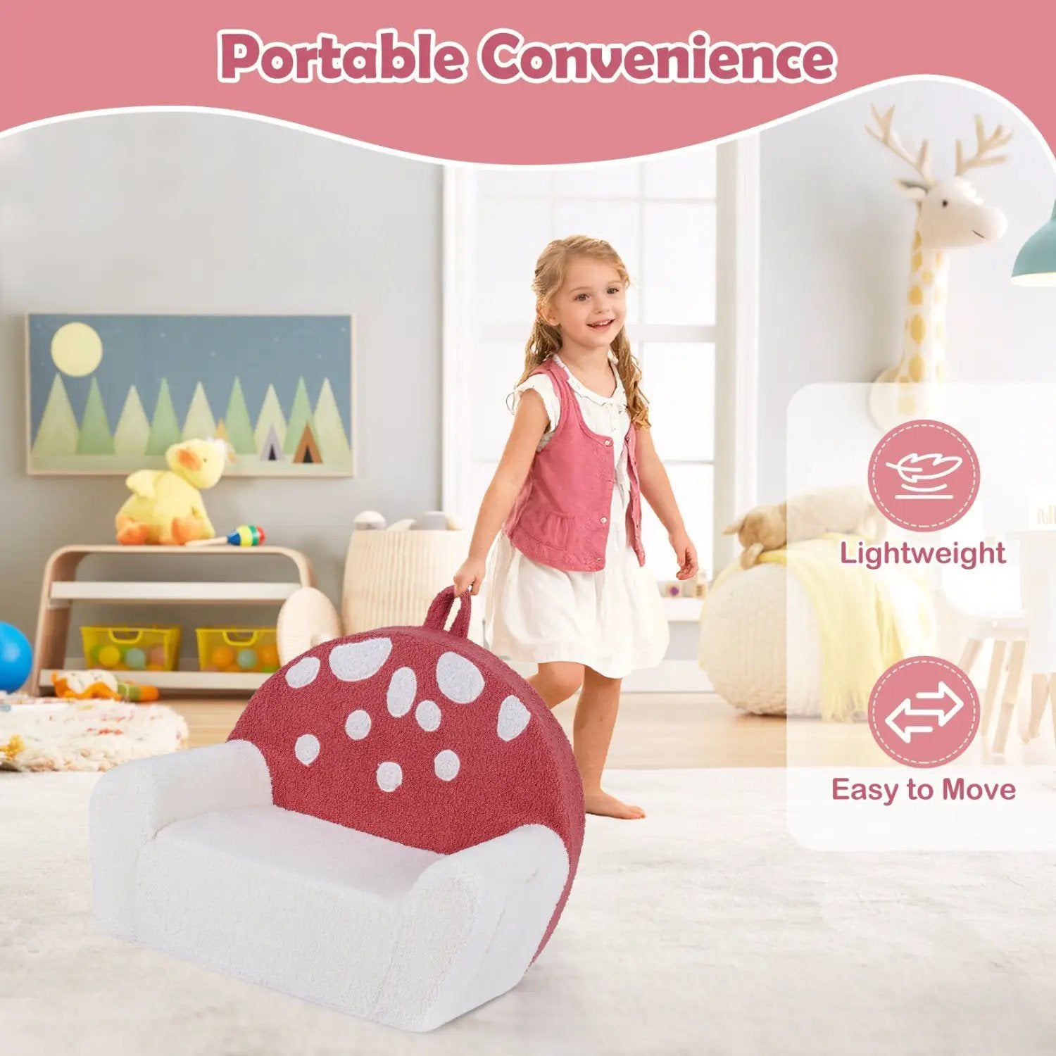 Kids Sofa Toddler Foam Couch with Soft Fleece Fabric Cover by DirectDeals