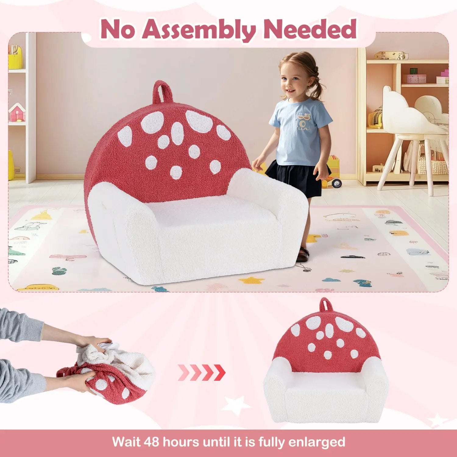 Kids Sofa Toddler Foam Couch with Soft Fleece Fabric Cover by DirectDeals