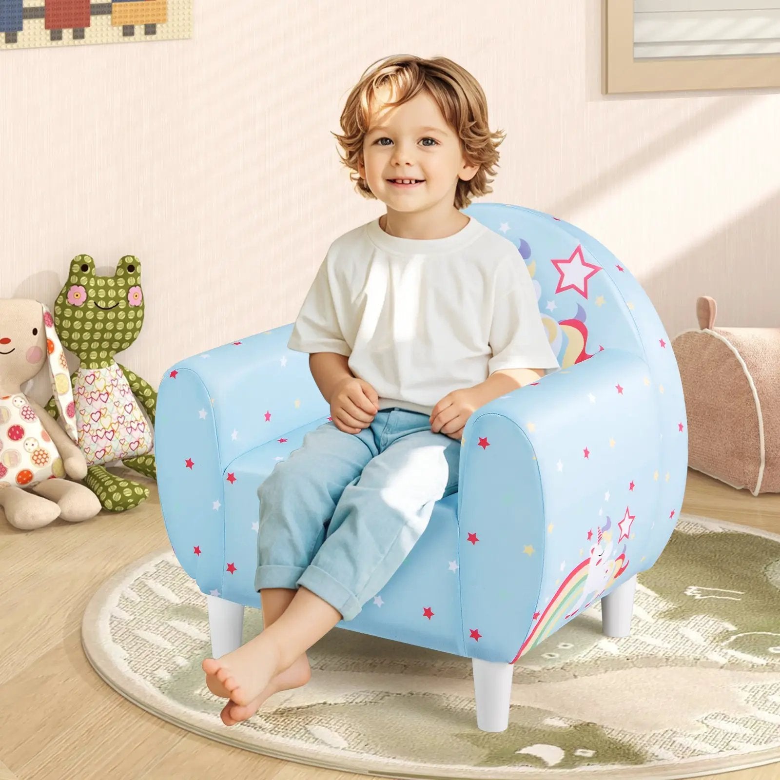 Kids Sofa with Breathable Spandex Fabric and High-density Sponge Filling for Boys and Girls by DirectDeals