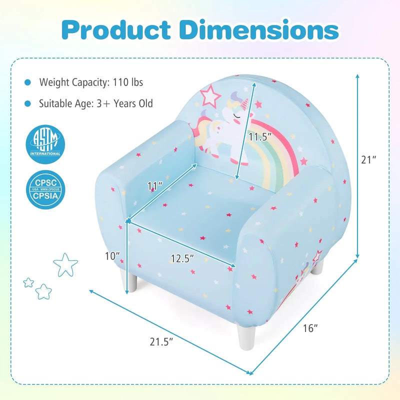 Kids Sofa with Breathable Spandex Fabric and High-density Sponge Filling for Boys and Girls by DirectDeals