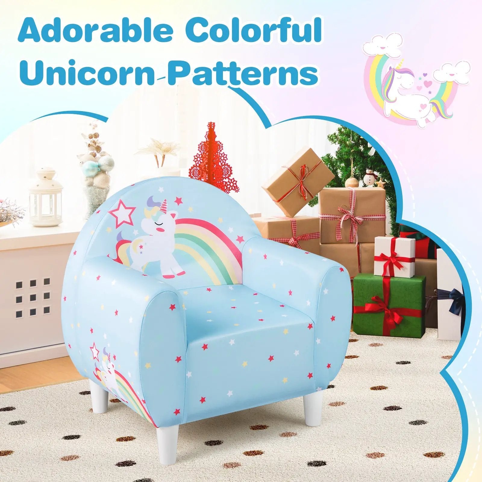 Kids Sofa with Breathable Spandex Fabric and High-density Sponge Filling for Boys and Girls by DirectDeals
